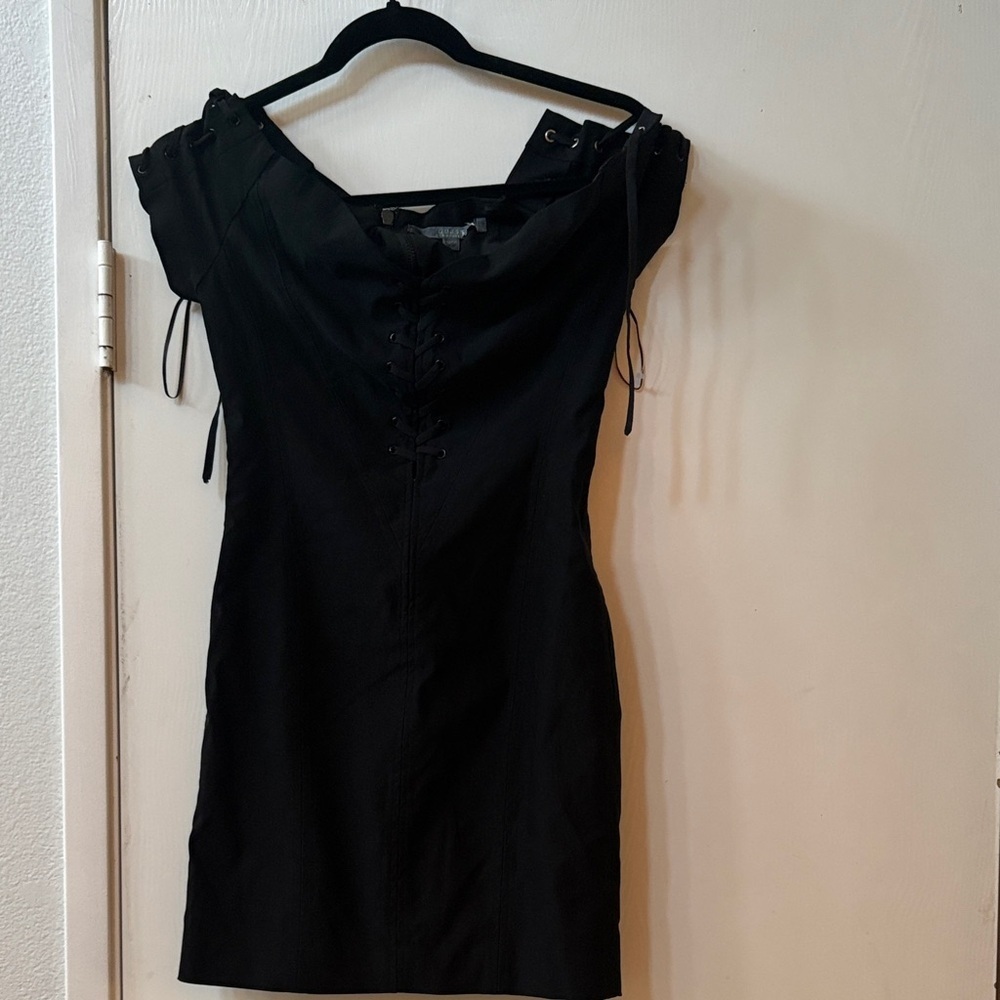 Guess Black Lace-Up Dress